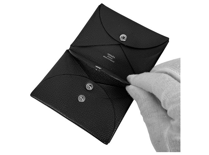 Hermès Tarjetero Calvi Duo Black Noir Negro - vista 9