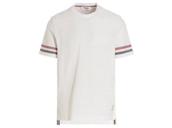 Thom Browne Baumwoll-T-Shirt mit Struktur und kurzen Ärmeln Weiß - Ansicht 4