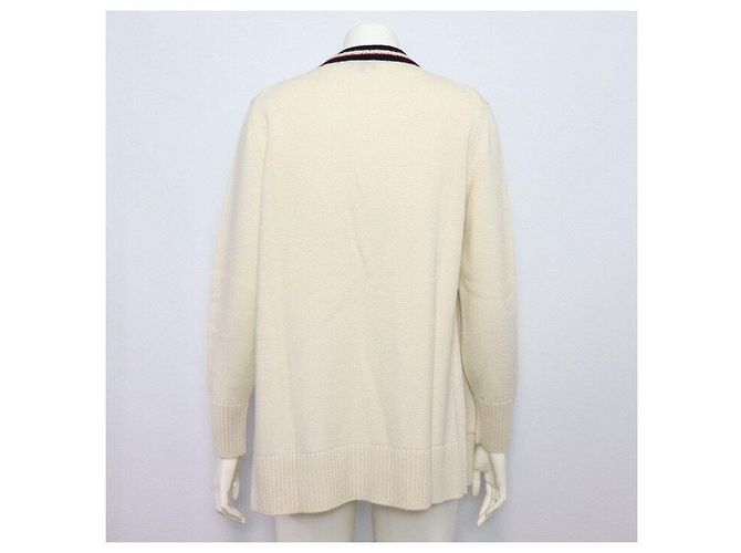 Chanel Kaschmir-Cardigan mit goldenen CC-Knöpfen Weiß - Ansicht 4