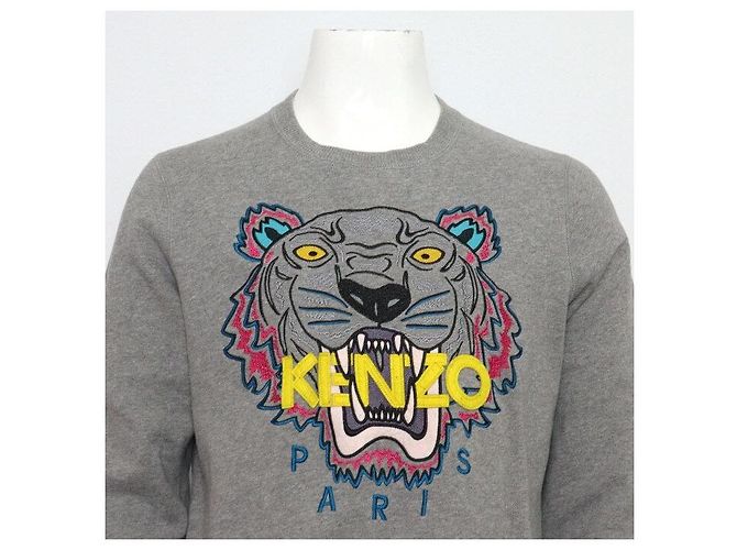 Kenzo Graues Unisex-Sweatshirt aus Fleece mit Tiger-Logo - Ansicht 2