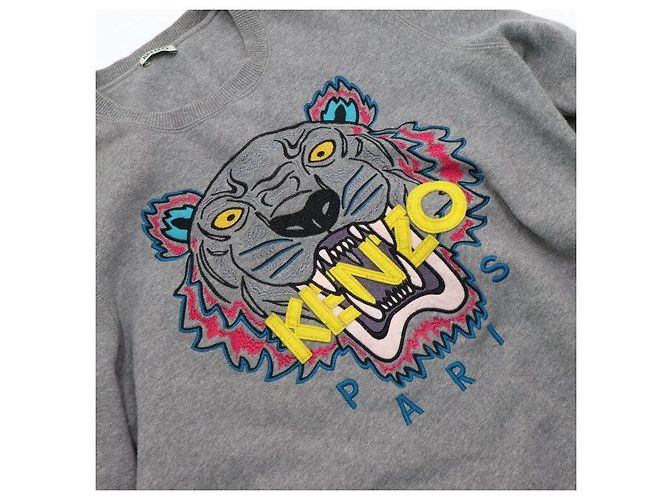 Kenzo Graues Unisex-Sweatshirt aus Fleece mit Tiger-Logo - Ansicht 6