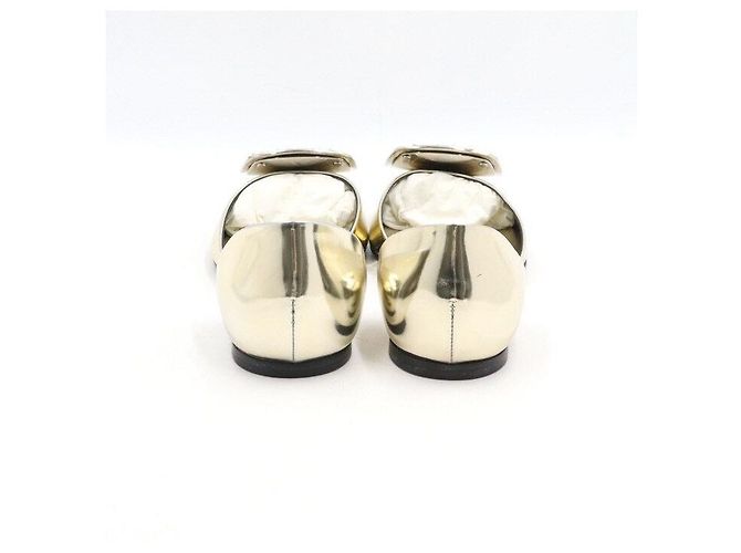 Roger Vivier Square Crystal Gold Metallic Flats - view 6