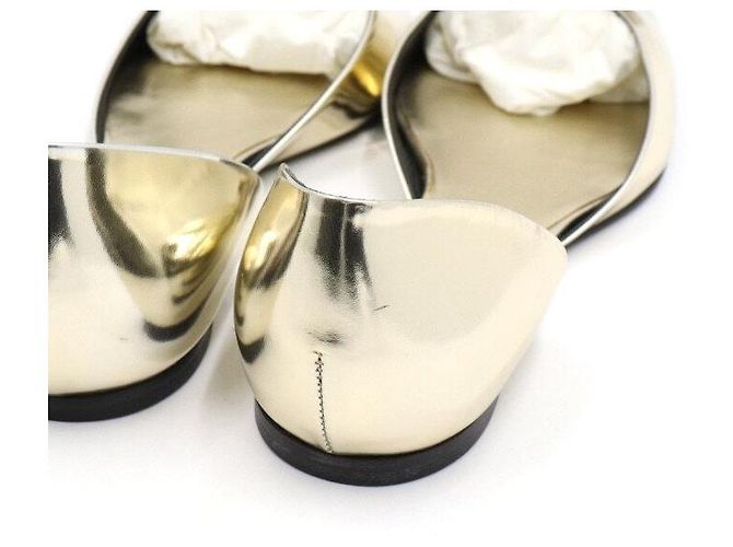 Roger Vivier Square Crystal Gold Metallic Flats - view 7