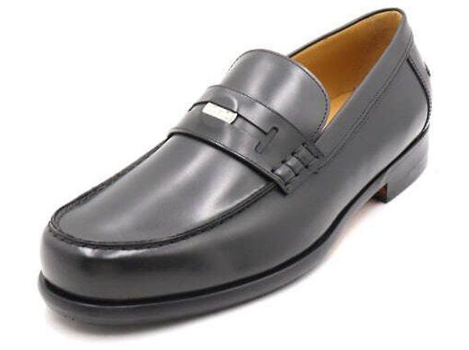Hermès Mocassini da uomo con decorazione H nero e argento - vista 2