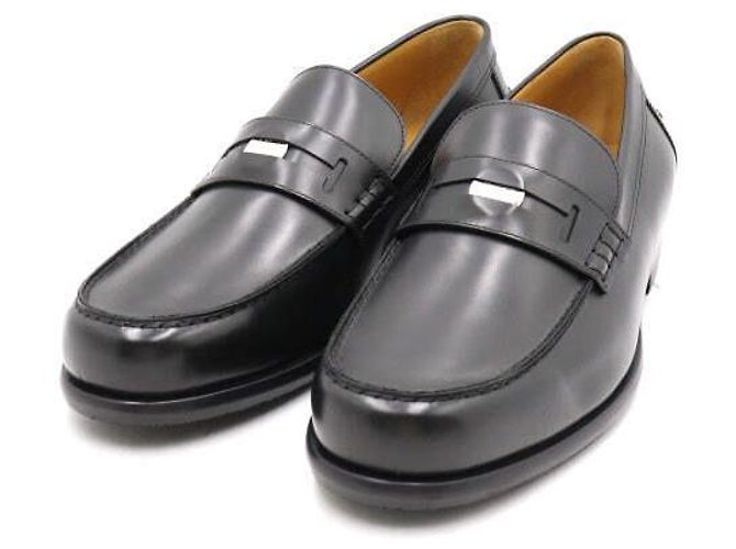 Hermès Mocassini da uomo con decorazione H nero e argento - vista 3