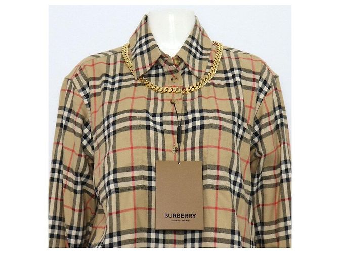 Burberry Camisa de algodón a cuadros con cadena para mujer Runway Collection - vista 2