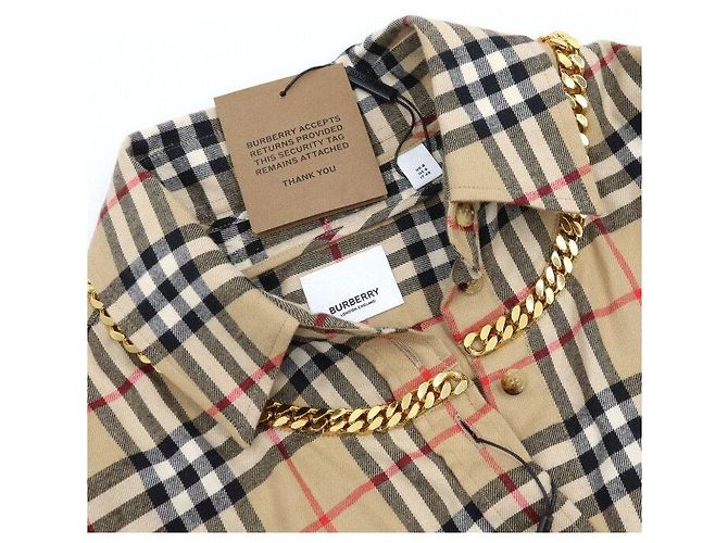 Burberry Camisa de algodón a cuadros con cadena para mujer Runway Collection - vista 5