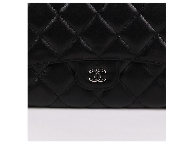 Chanel Classic Silver Hardware Lambskin Flap Long Wallet Black - view 2