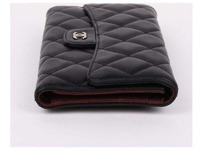 Chanel Classic Silver Hardware Lambskin Flap Long Wallet Black - view 5