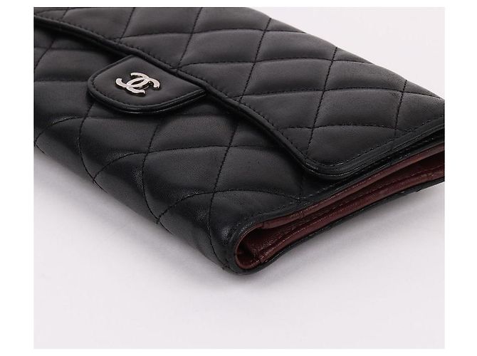 Chanel Classic Silver Hardware Lambskin Flap Long Wallet Black - view 8