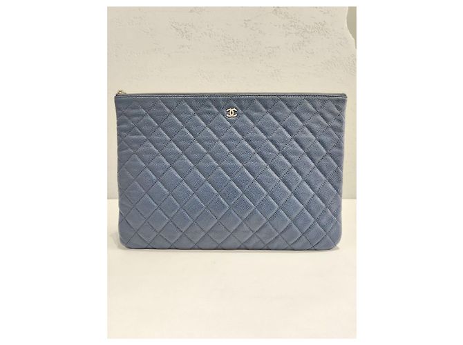 Chanel Serie de bolsos de mano Classic Caviar Silver Light Blue Azul - vista 2