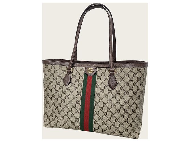Gucci Borsa Tote Grande Ophidia in GG Supreme Web Beige Marrone - vista 2