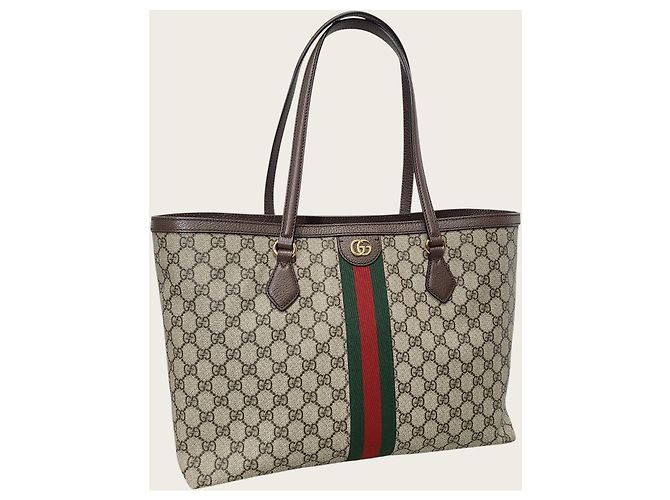 Gucci Borsa Tote Grande Ophidia in GG Supreme Web Beige Marrone - vista 3