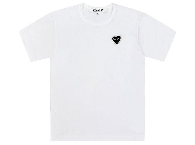 Comme Des Garcons T-shirt a Maniche Corte Play Black Heart Patch Rhinestone Uomo e Donna Argento - vista 3