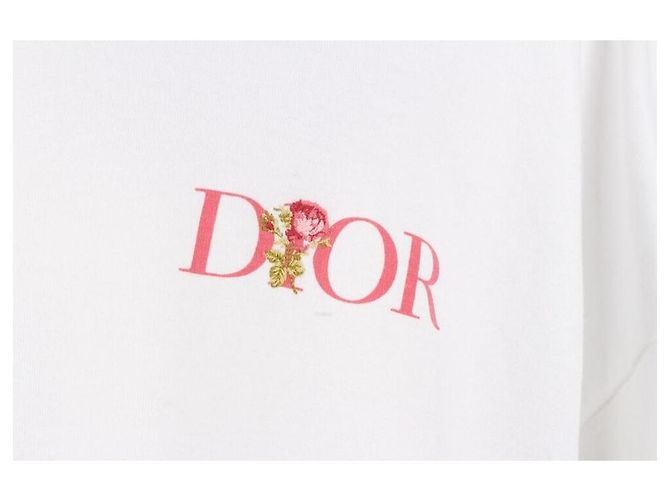 Dior T-shirt a maniche corte con logo rosa ricamato XL Bianco - vista 7