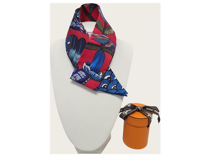 Hermès Twilly in seta Red Tree of Song Rosso - vista 6