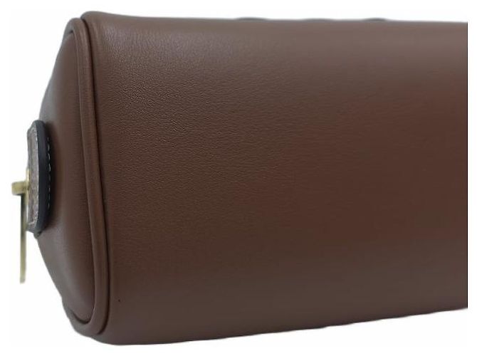Céline Mini Boston Smooth Calfskin Triumph Tote Bag Crossbody Shoulder Bag Tan Marrone - vista 6