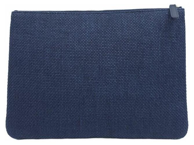 Chanel Deauville Medium Canvas Pouch Clutch Bag Case Navy Blau - Ansicht 5