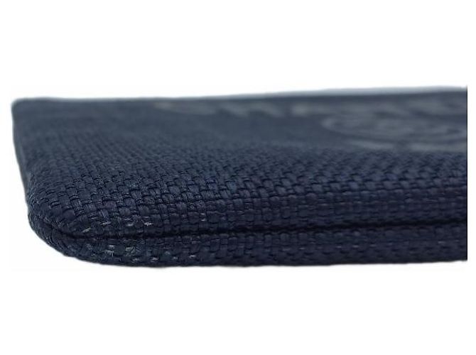Chanel Deauville Medium Canvas Pouch Clutch Bag Case Navy Blau - Ansicht 6