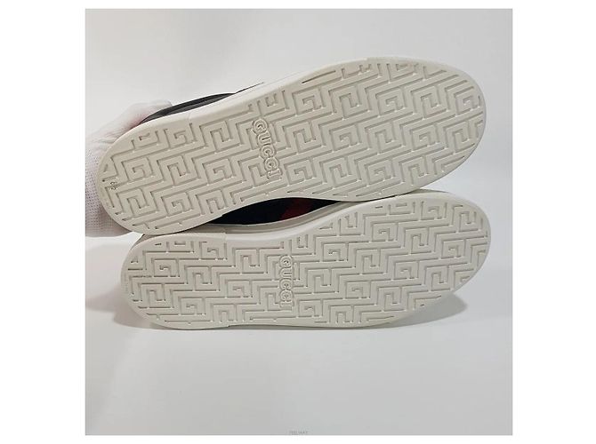 Gucci Sneakers Ace Square Web in pelle nera Nero - vista 7