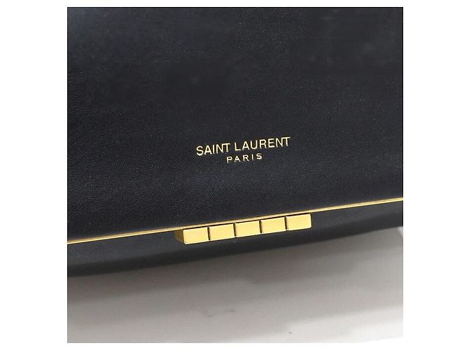 Saint Laurent Sac Tote et épaule moyen en cuir lisse noir avec chaîne - vue 5
