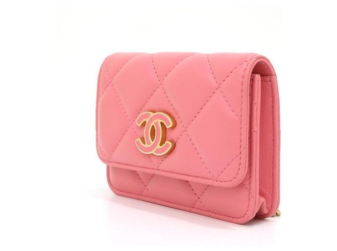 Chanel Mini borsa a tracolla con patta in pelle di agnello rosa - vista 2