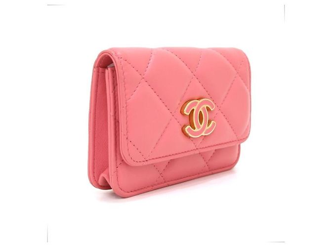 Chanel Mini borsa a tracolla con patta in pelle di agnello rosa - vista 3