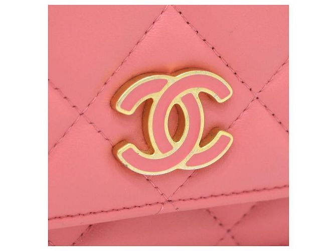 Chanel Mini borsa a tracolla con patta in pelle di agnello rosa - vista 4