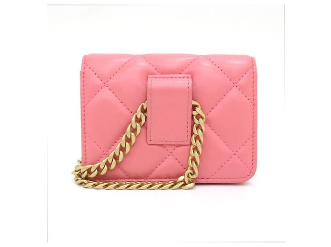 Chanel Mini borsa a tracolla con patta in pelle di agnello rosa - vista 6