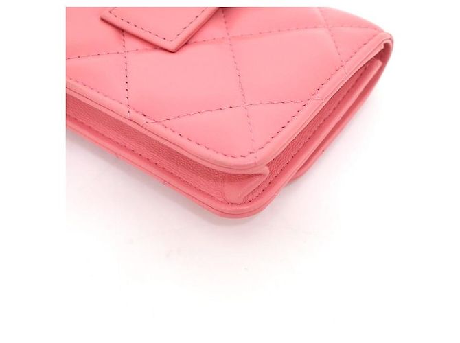 Chanel Mini borsa a tracolla con patta in pelle di agnello rosa - vista 7