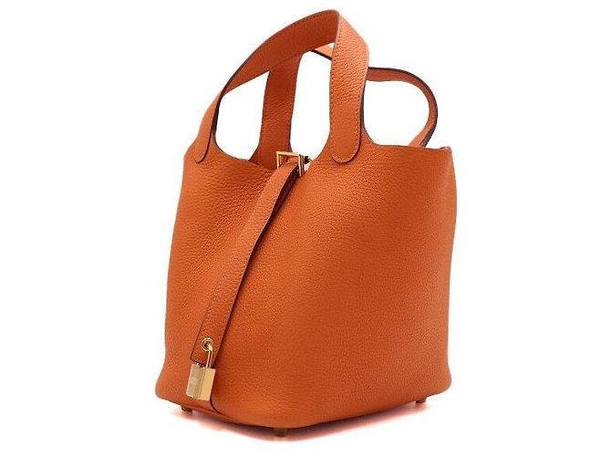 Hermès Borsa Tote Picotin Lock Orange Arancione - vista 3