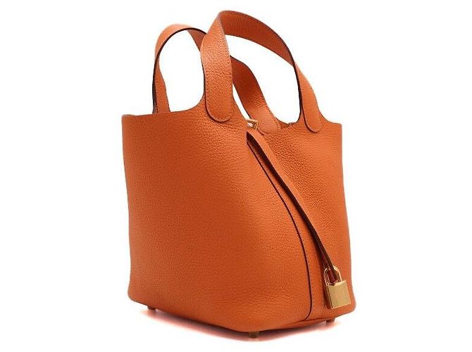 Hermès Borsa Tote Picotin Lock Orange Arancione - vista 4