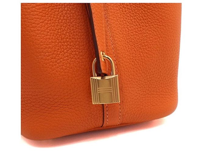 Hermès Borsa Tote Picotin Lock Orange Arancione - vista 9