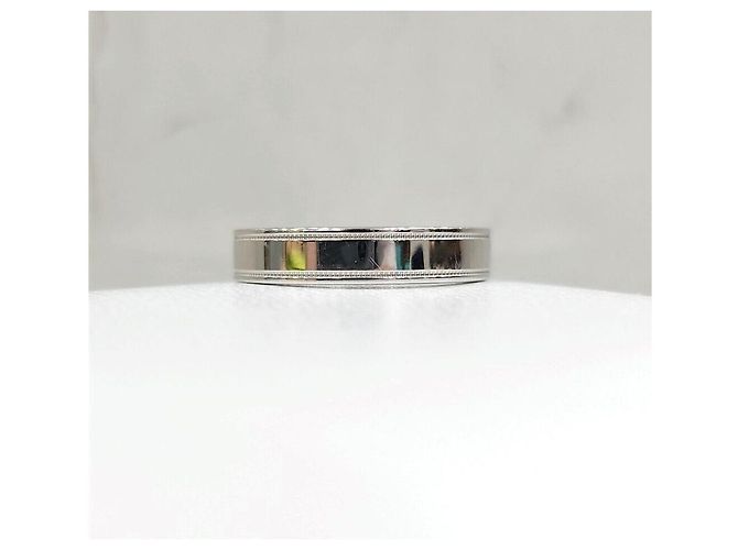 Tiffany & Co Neues Produkt Double Milgrain Bandring Platin Größe Silber - Ansicht 2