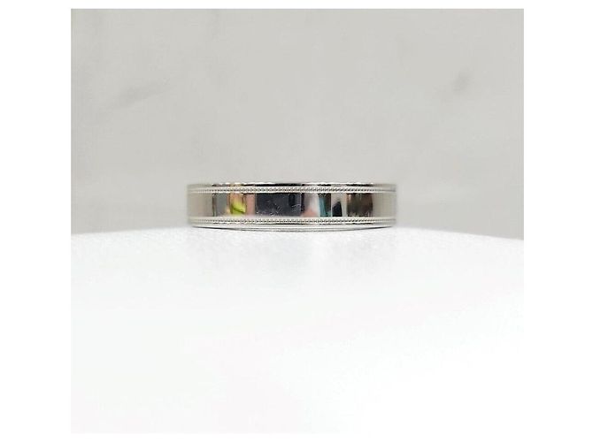 Tiffany & Co Neues Produkt Double Milgrain Bandring Platin Größe Silber - Ansicht 3