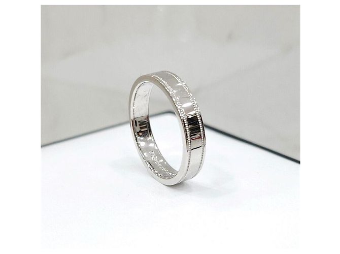 Tiffany & Co Neues Produkt Double Milgrain Bandring Platin Größe Silber - Ansicht 4