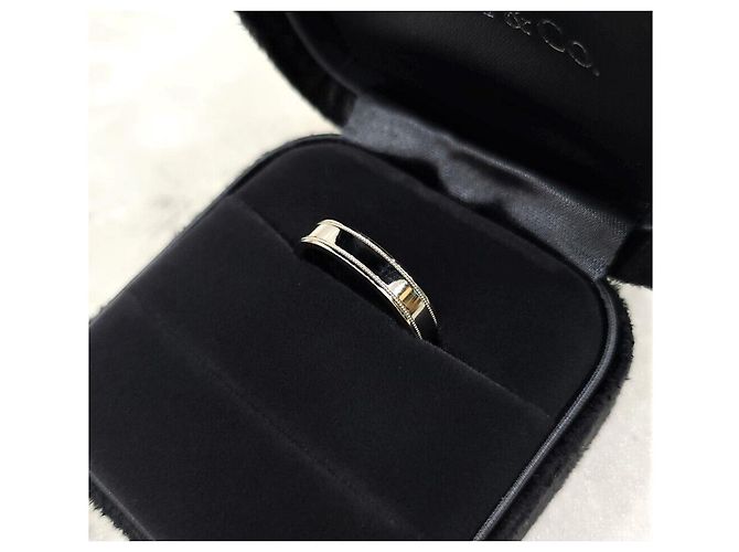 Tiffany & Co Neues Produkt Double Milgrain Bandring Platin Größe Silber - Ansicht 5