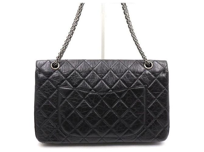 Chanel Vintage Schultertasche mit Klappe und silberner Kette Schwarz - Ansicht 4