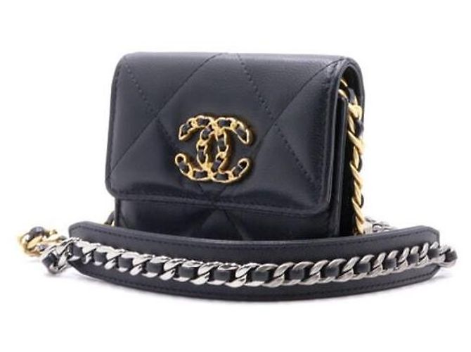 Chanel 19 Borsa a tracolla Chanel Flap Mini Card Wallet con catena Nero - vista 2