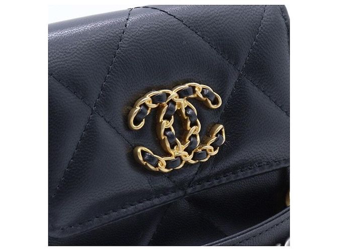 Chanel 19 Borsa a tracolla Chanel Flap Mini Card Wallet con catena Nero - vista 4