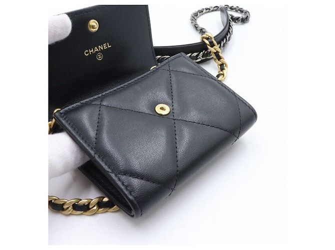 Chanel 19 Borsa a tracolla Chanel Flap Mini Card Wallet con catena Nero - vista 5