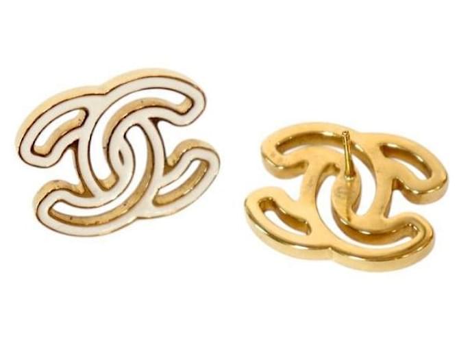 Chanel Orecchini CC Gold Avorio Bianco - vista 4