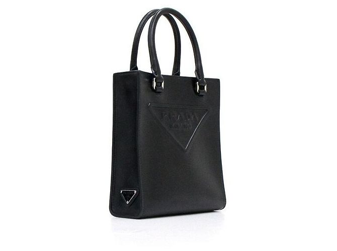 Prada Mini borsa tote e borsa a tracolla con logo triangolare nero - vista 3