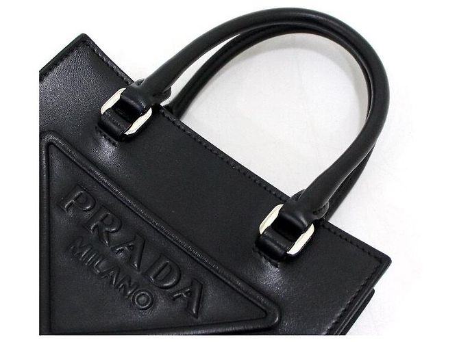Prada Mini borsa tote e borsa a tracolla con logo triangolare nero - vista 8
