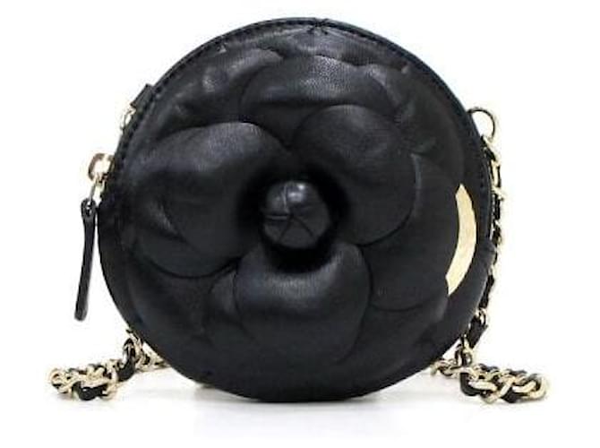 Chanel Mini borsa a tracolla con catena e CC Camelia dorata Nero - vista 2