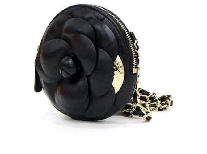 Chanel Mini borsa a tracolla con catena e CC Camelia dorata Nero - vista 3