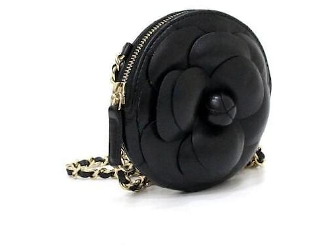 Chanel Mini borsa a tracolla con catena e CC Camelia dorata Nero - vista 4