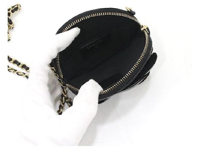 Chanel Mini borsa a tracolla con catena e CC Camelia dorata Nero - vista 6