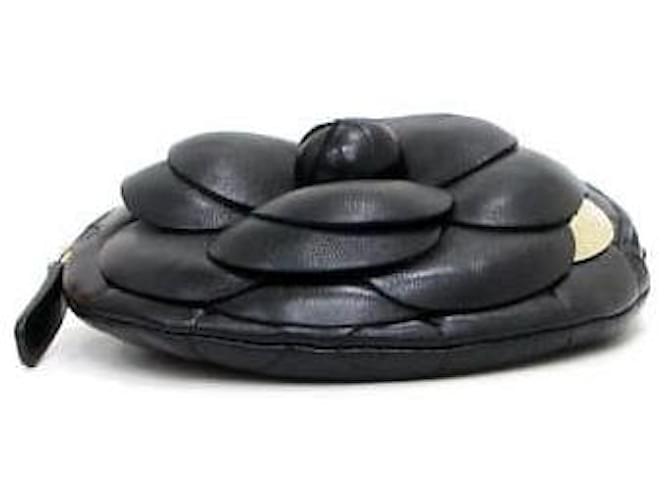 Chanel Mini borsa a tracolla con catena e CC Camelia dorata Nero - vista 7