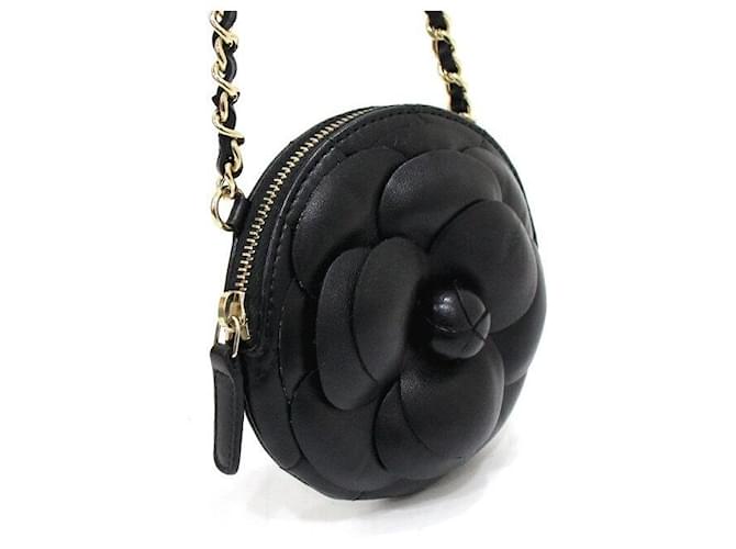 Chanel Mini borsa a tracolla con catena e CC Camelia dorata Nero - vista 8
